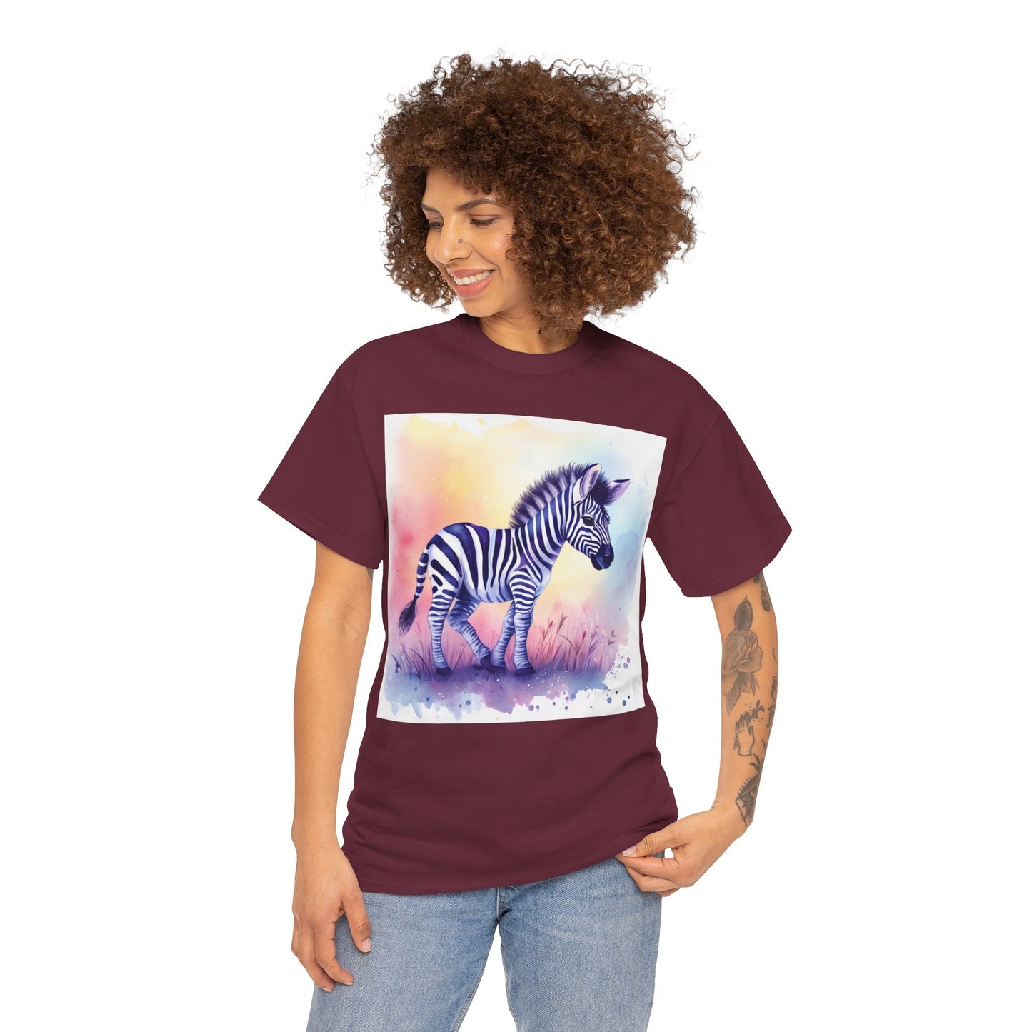 Lovable Baby Zebra Unisex Heavy Cotton Tee