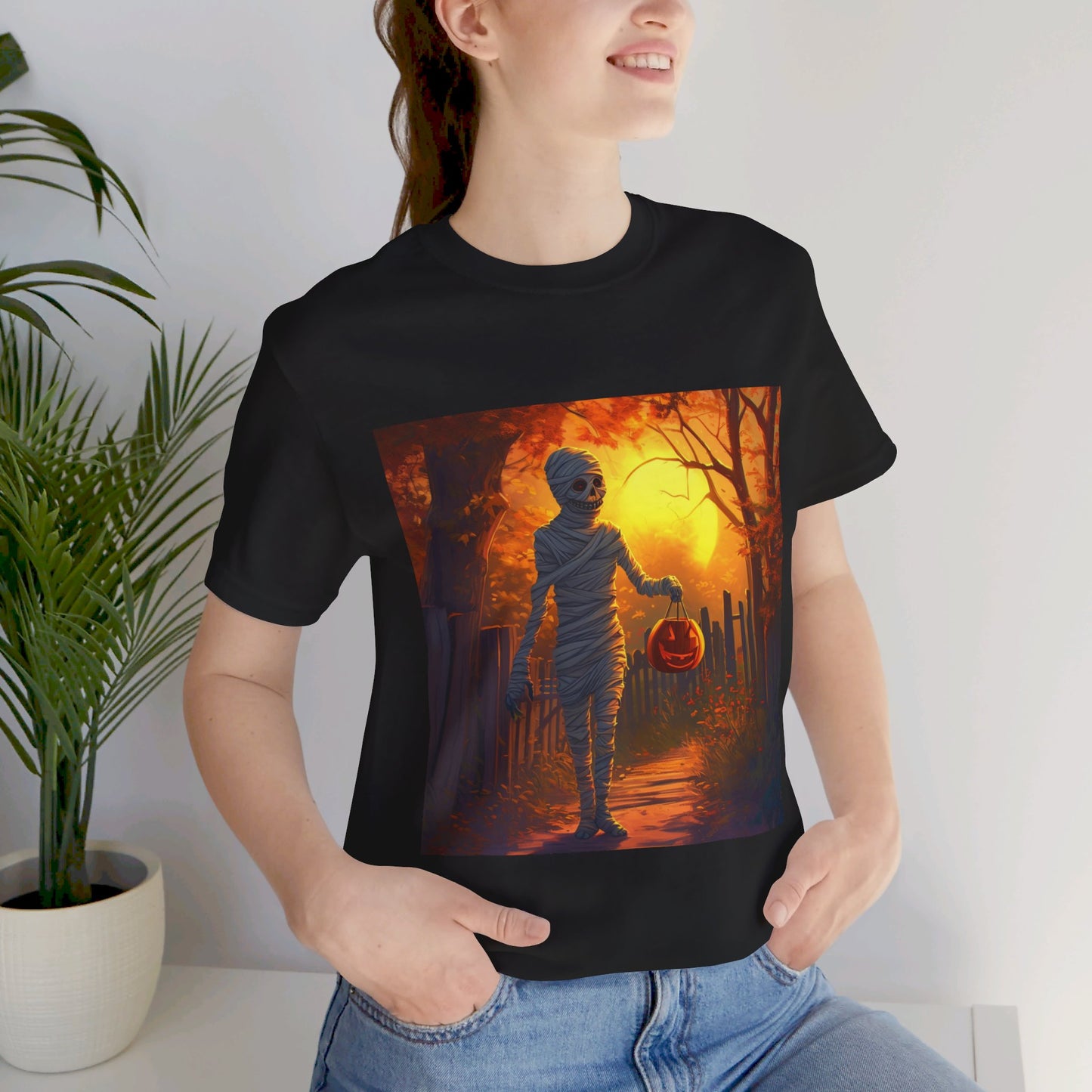 Halloween Sunset Mummy Unisex Jersey Short Sleeve Tee