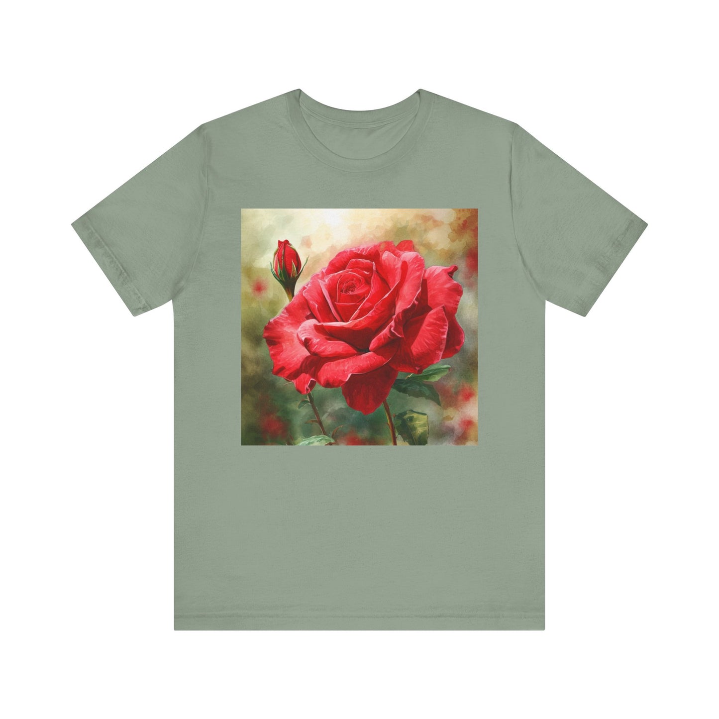 Elegant Rose Short Sleeve Tee - Perfect for Nature Lovers & Everyday Comfort