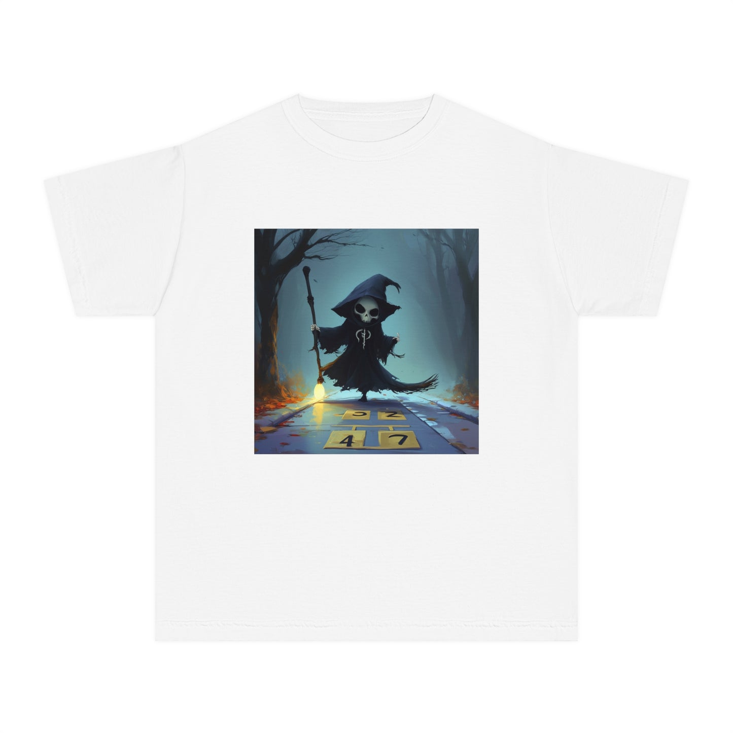 Grim Reaper Playing Hopscotch Youth Midweight Tee