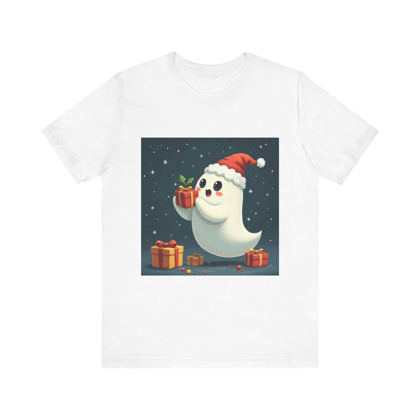 Cute Cartoon Present Ghost Unisex Jersey T-Shirt