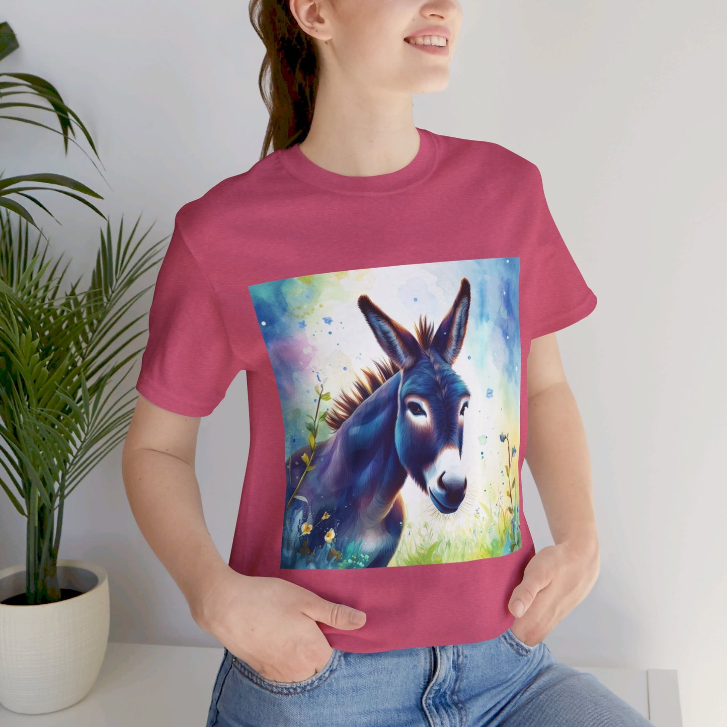 Cute Colorful Donkey Unisex Jersey Short Sleeve Tee