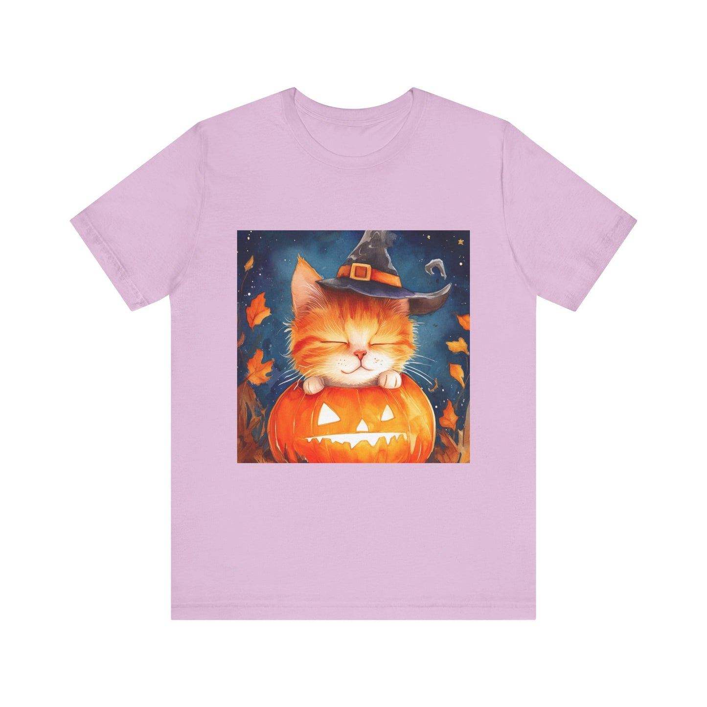 Cute Orange Cat on a pumpkin Unisex Jersey Short Sleeve Tee