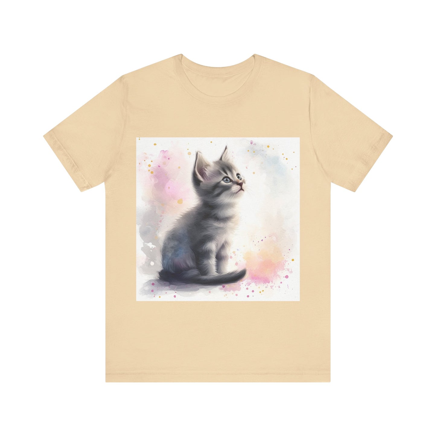 Watercolor Gray Kitten Unisex Jersey Short Sleeve Tee