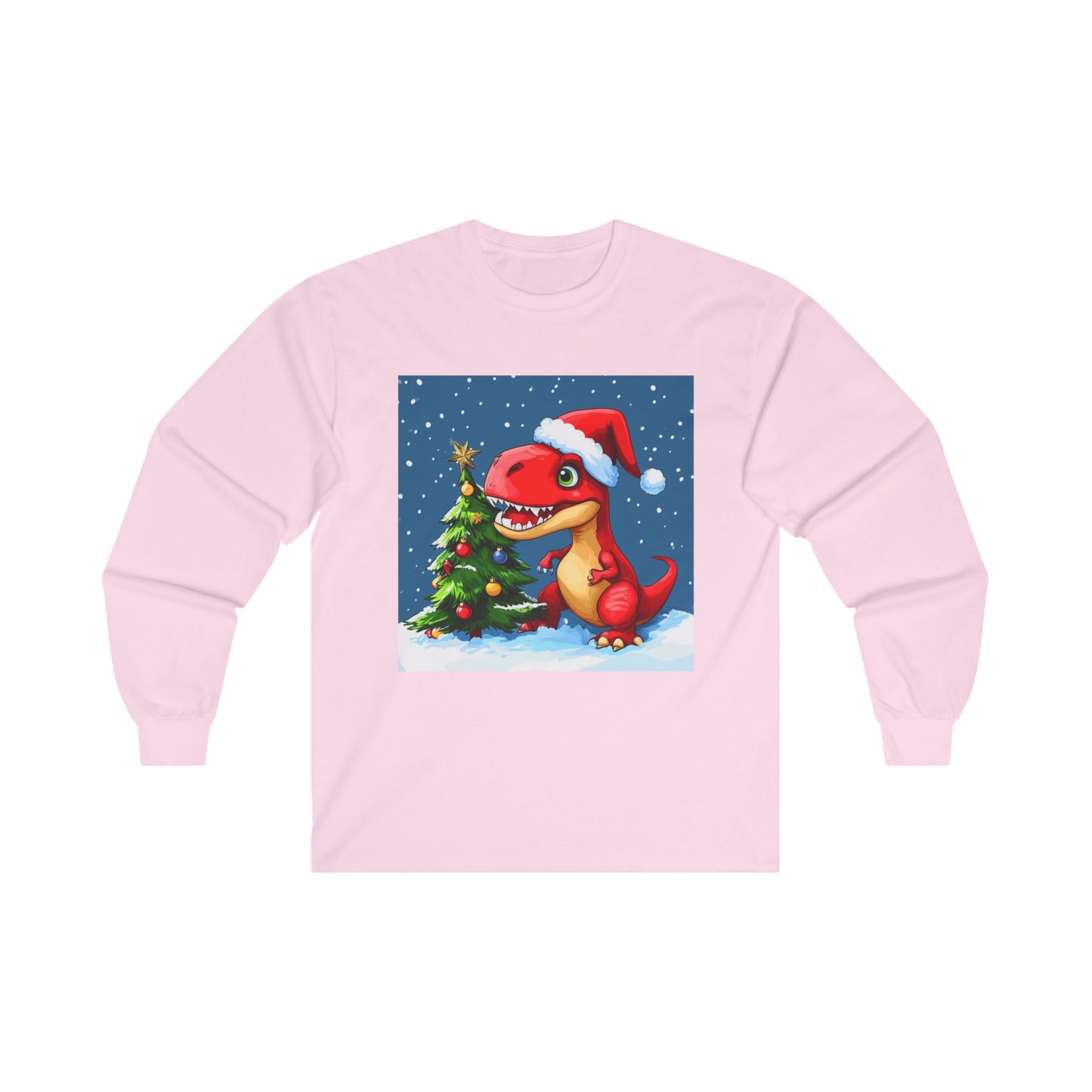 Red T-Rex Christmas Unisex Ultra Cotton Long Sleeve Tee