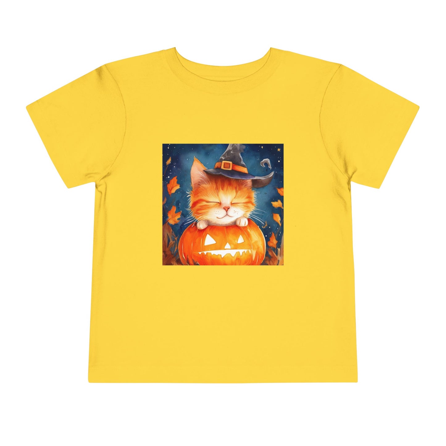 Cute Orange Cat on a Pumpkin Toddler Short Sleeve Tee