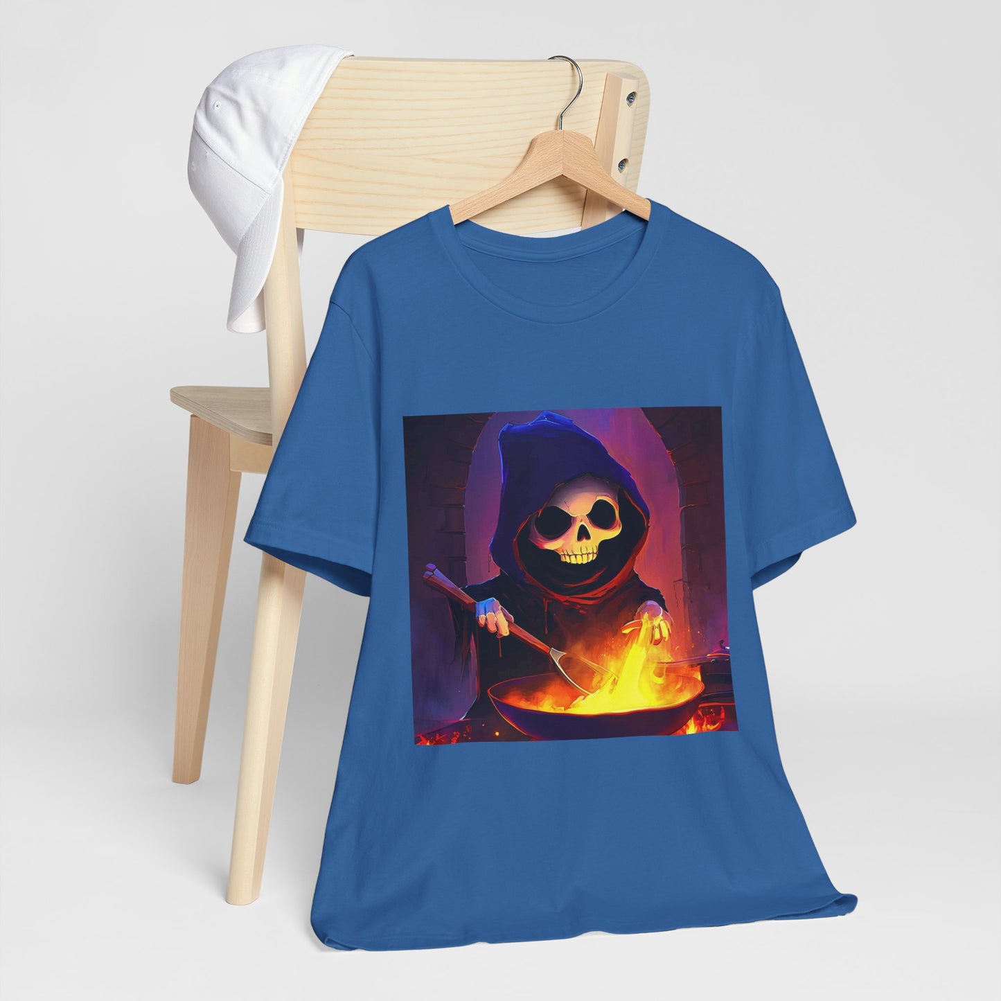 Happy Grim Reaper Cooking Unisex Jersey Short Sleeve Tee