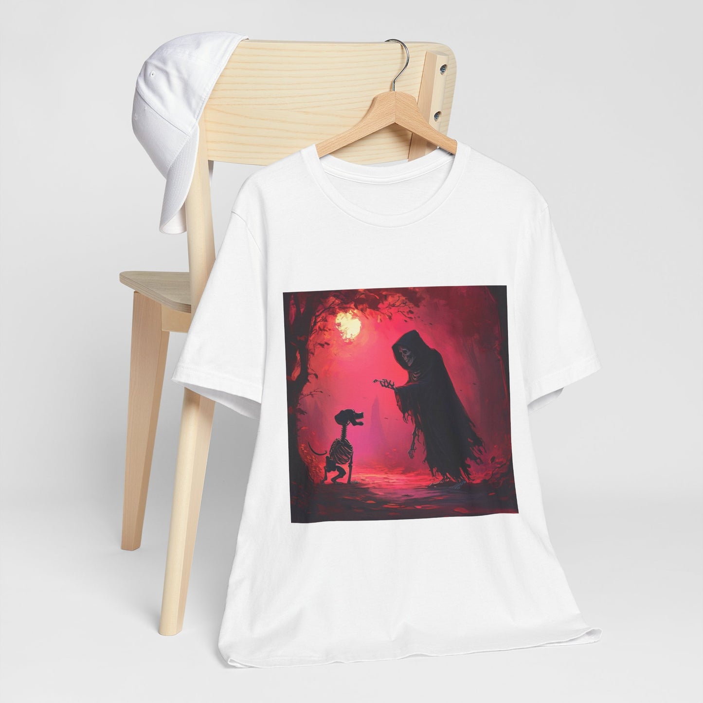 Grim Reaper Walking his DogUnisex Jersey Short Sleeve Tee