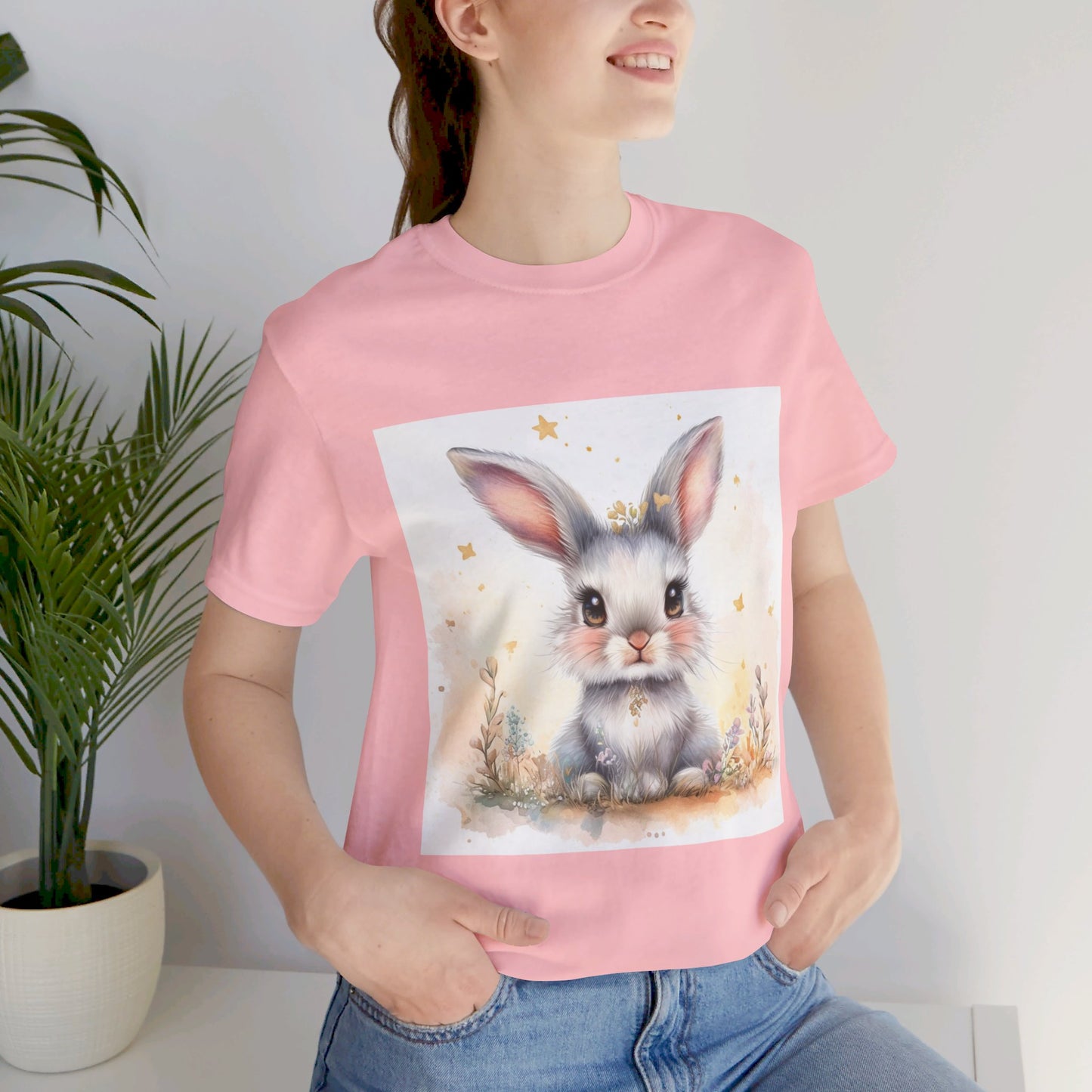 Cute fluffy bunny Unisex Jersey Short Sleeve Tee