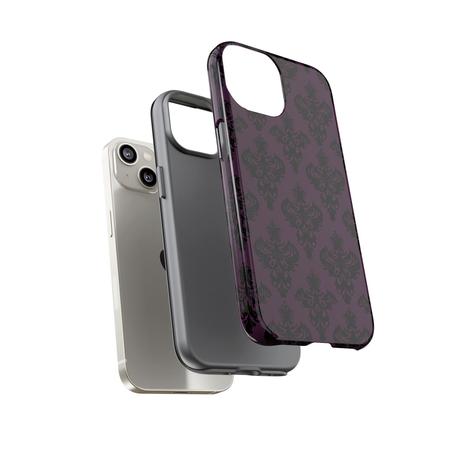 Purple and Black Victorian Damask Pattern Tough Cases