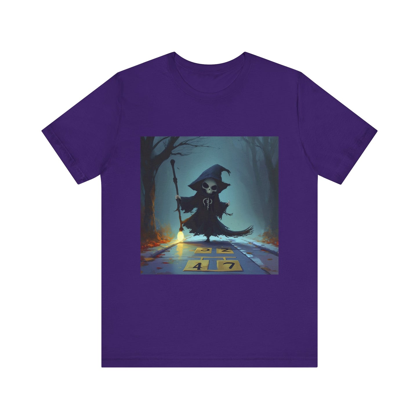 Grim Reaper Playing Hopscotch Unisex Jersey Short Sleeve Tee