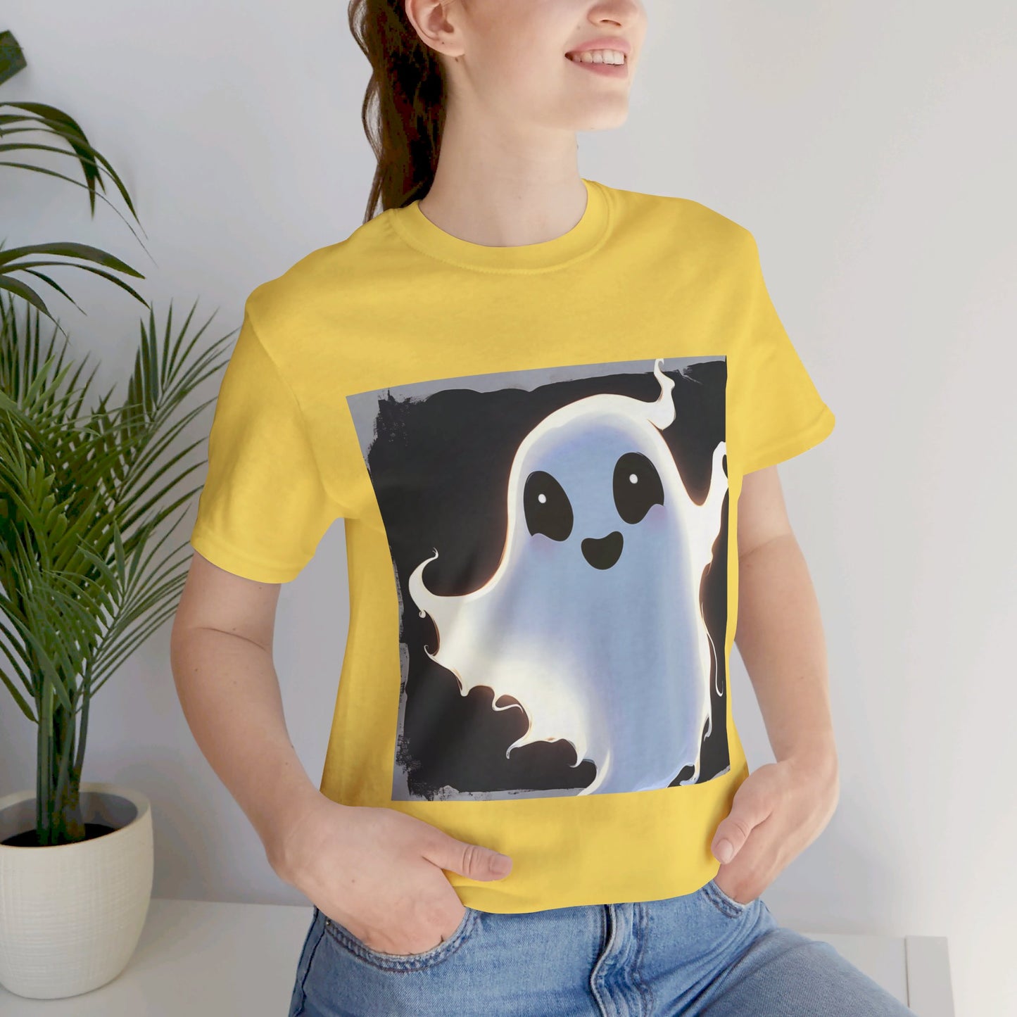 Cute Happy Ghost Unisex Jersey Short Sleeve Tee