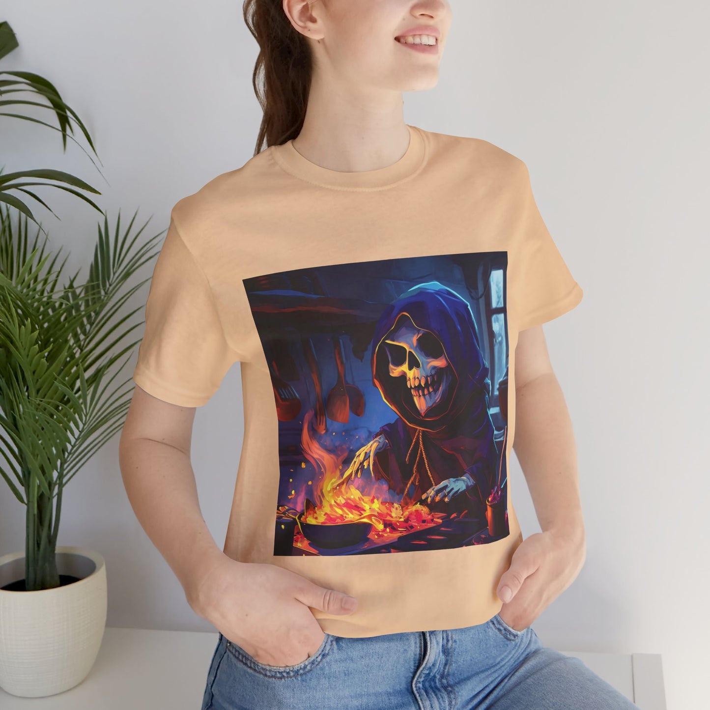 Grim Reaper Cooking Unisex Jersey Short Sleeve Tee