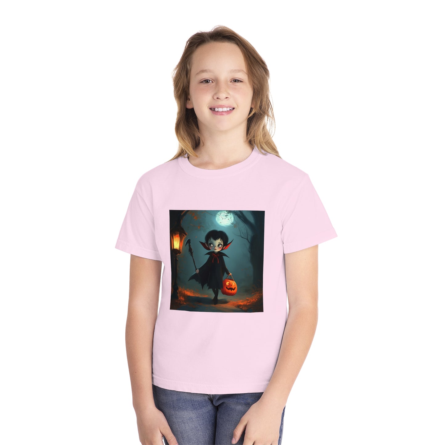 Cute Trick or Treating Vampire Youth Midweight Tee