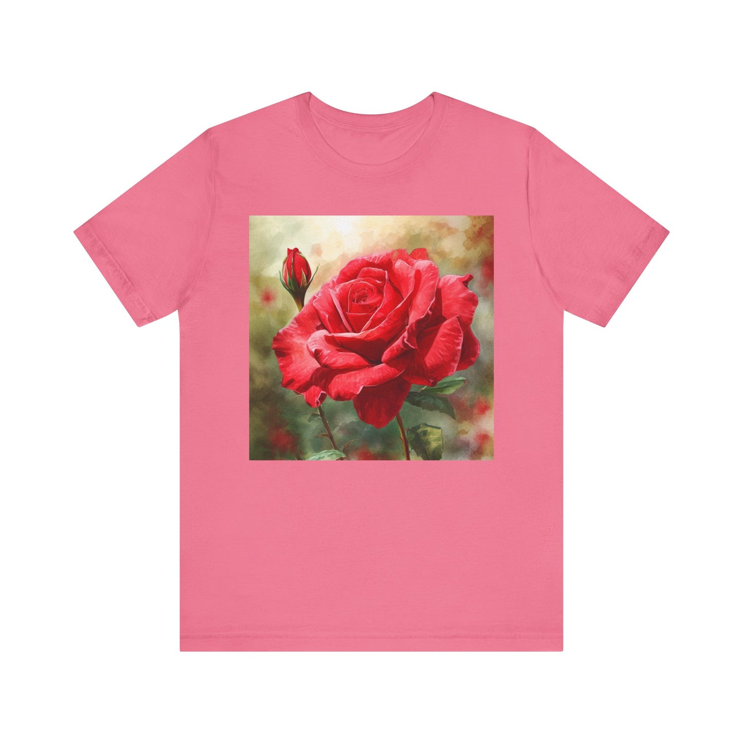 Elegant Rose Short Sleeve Tee - Perfect for Nature Lovers & Everyday Comfort