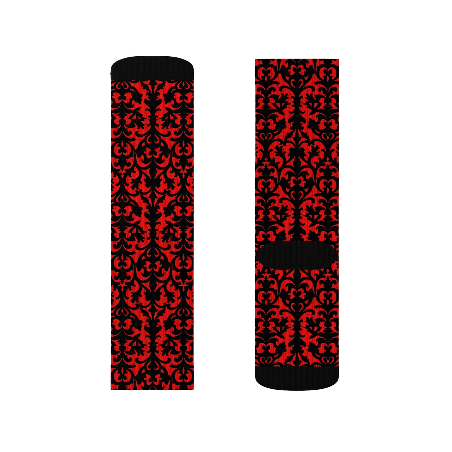 Red Victorian Gothic Damask Sublimation Socks