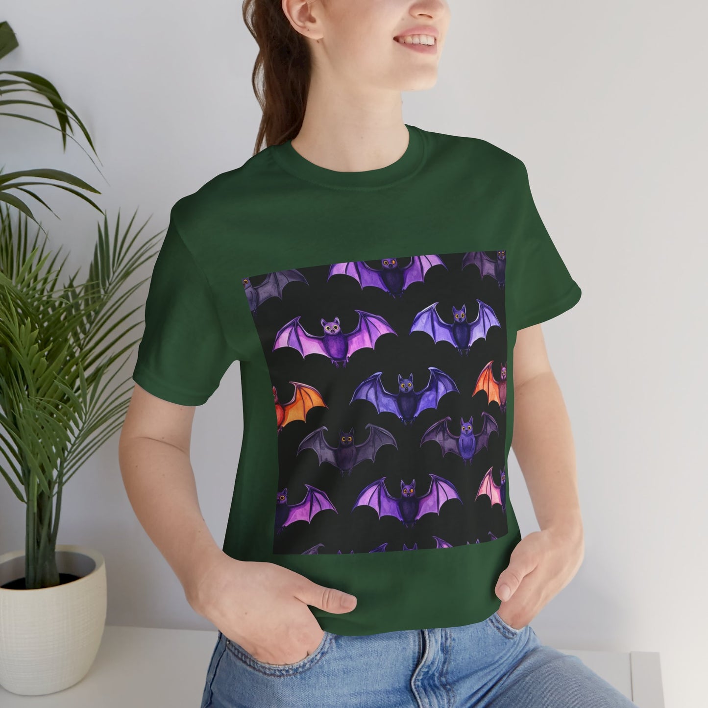 Cute Bat Pattern Unisex Jersey Short Sleeve Tee