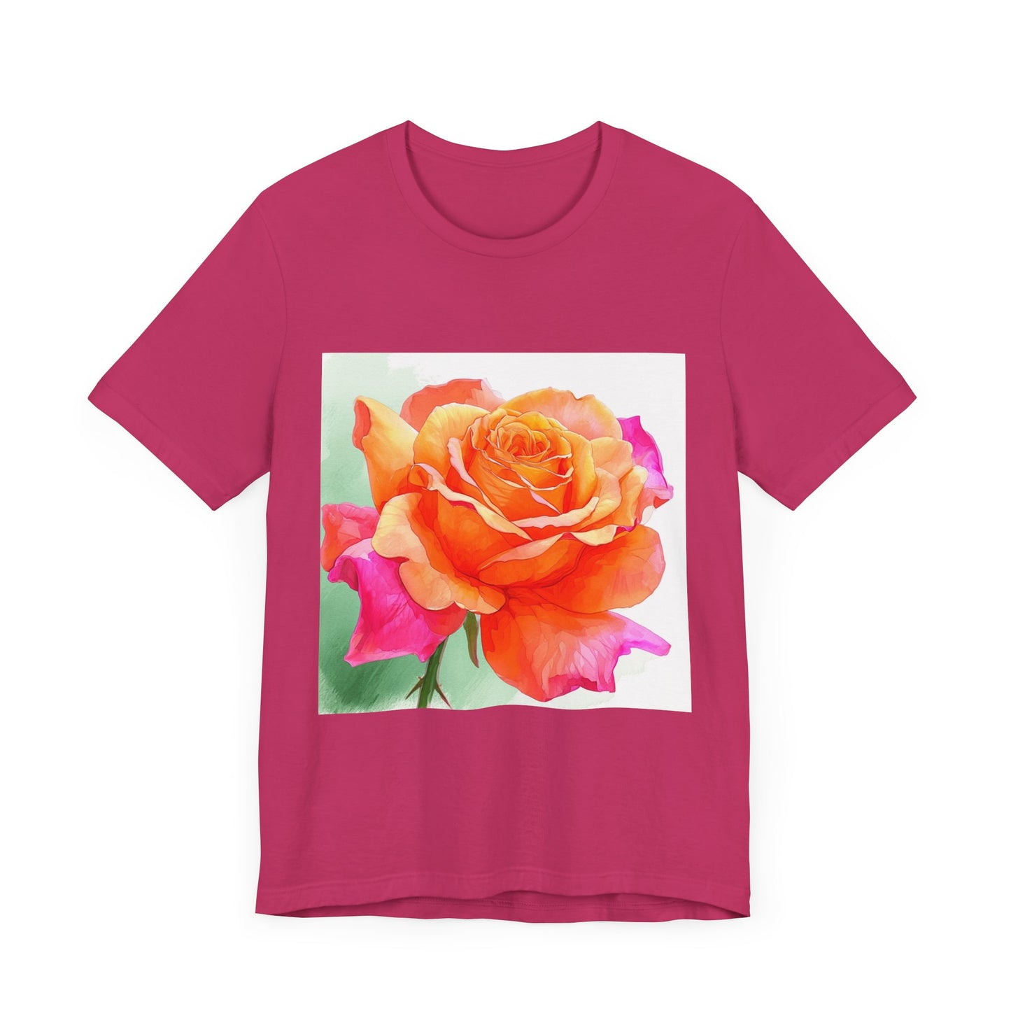 Radiant Rose Art Unisex Jersey Tee - Vibrant Rose Design