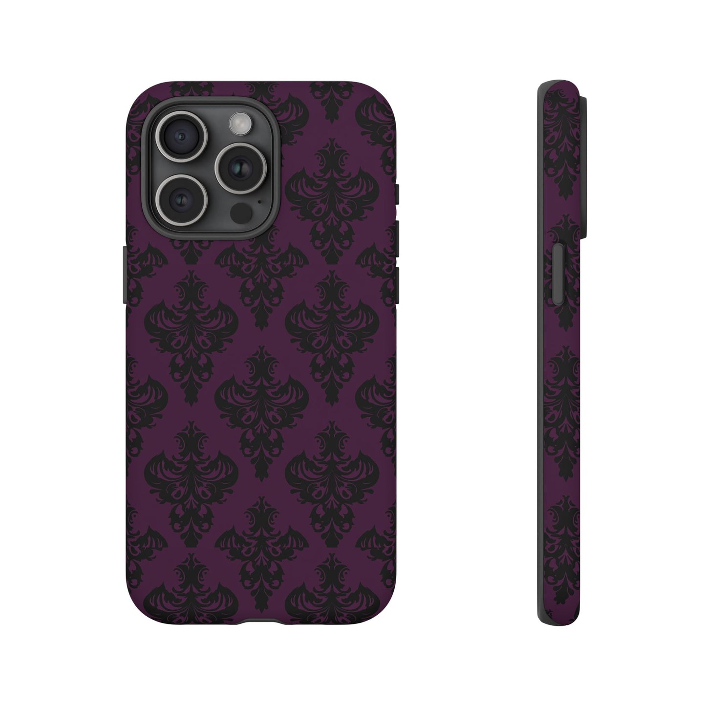 Purple and Black Victorian Damask Pattern Tough Cases