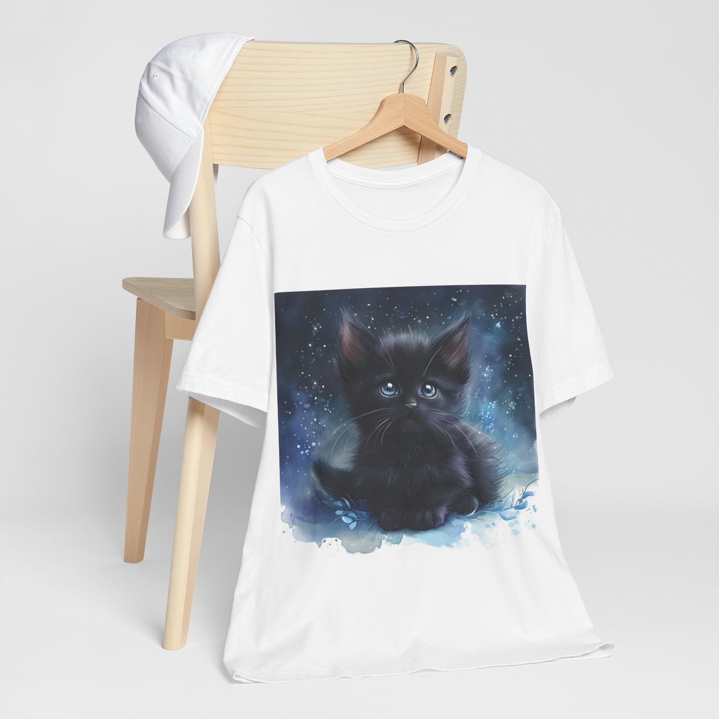 Starry Sky Black Kitten Unisex Jersey Short Sleeve Tee