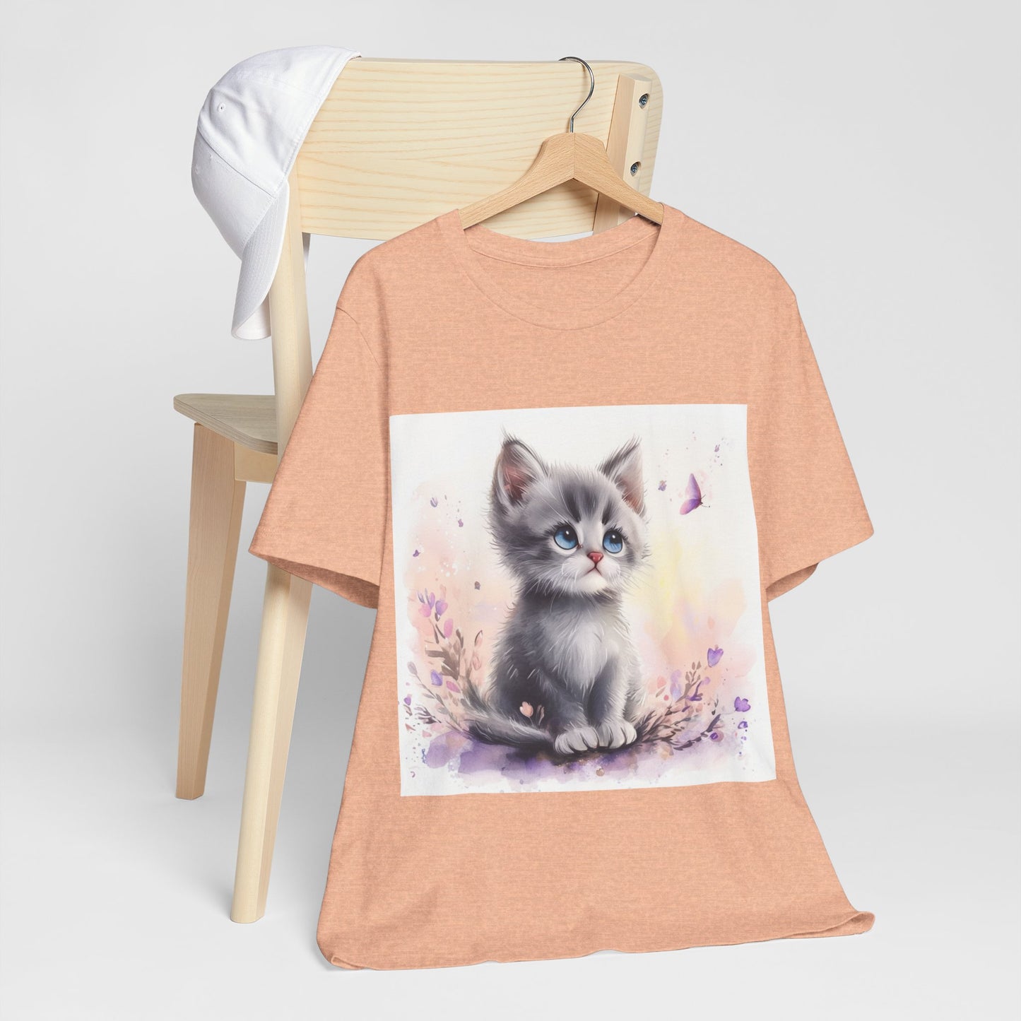 Butterfly Gray Kitten Unisex Jersey Short Sleeve Tee