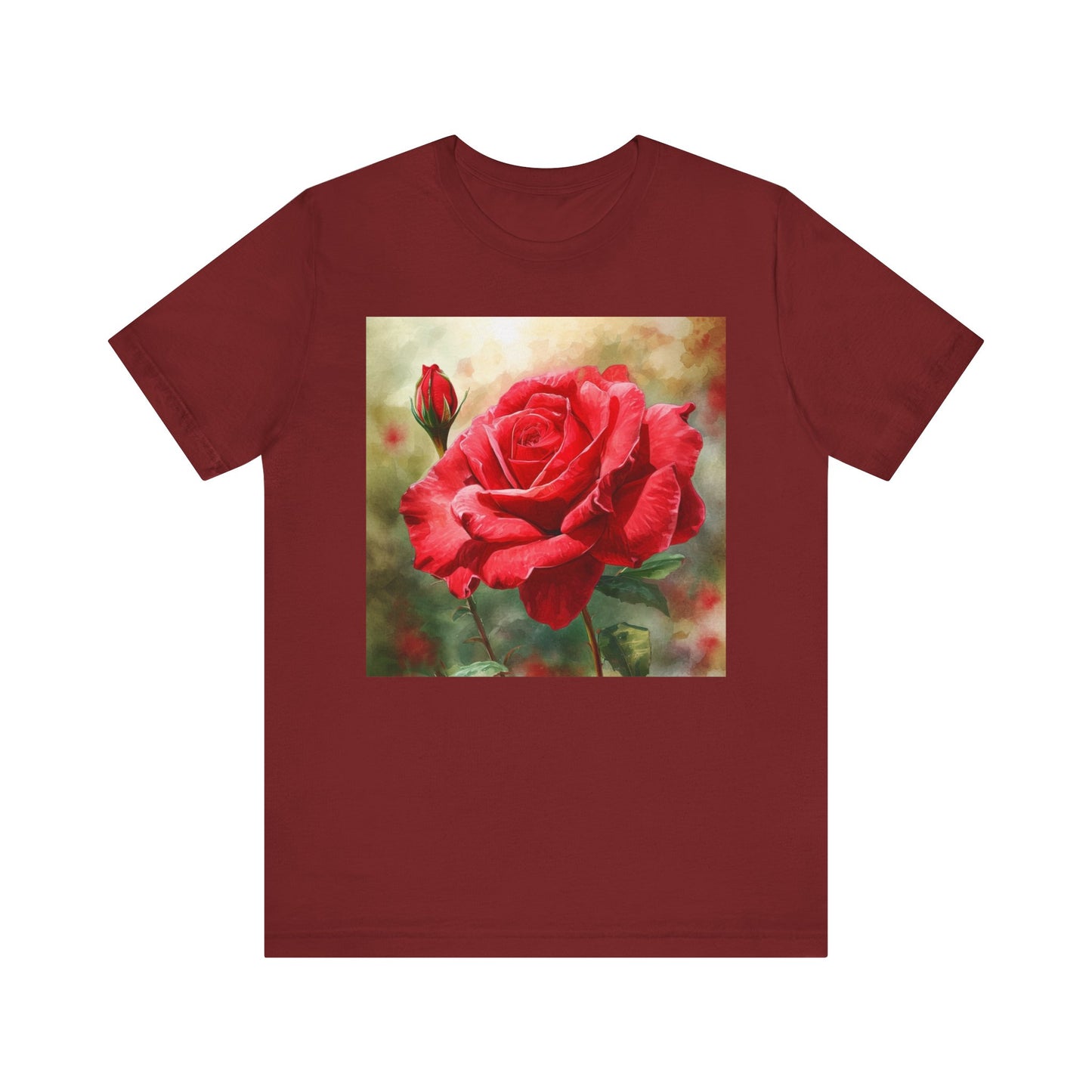 Elegant Rose Short Sleeve Tee - Perfect for Nature Lovers & Everyday Comfort