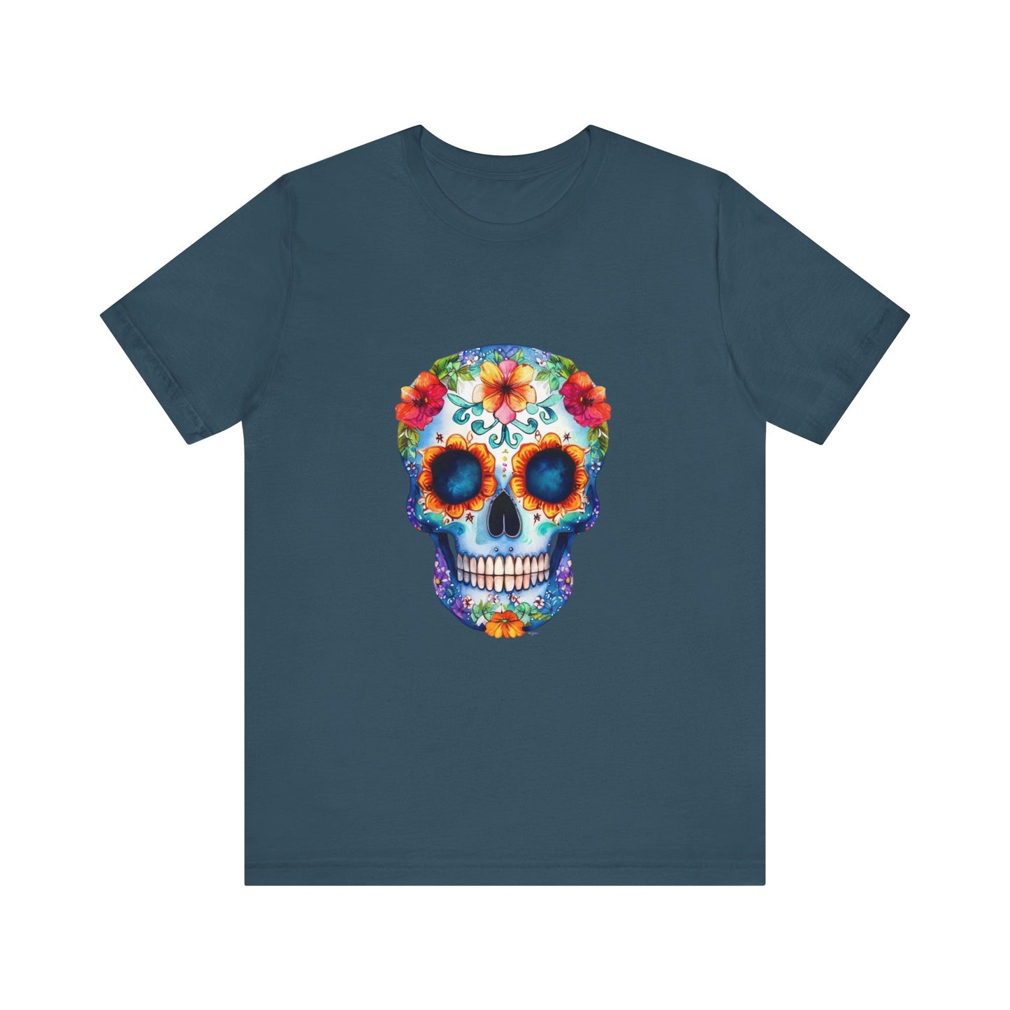 Blue Sugar Skull Unisex Jersey Short Sleeve Tee