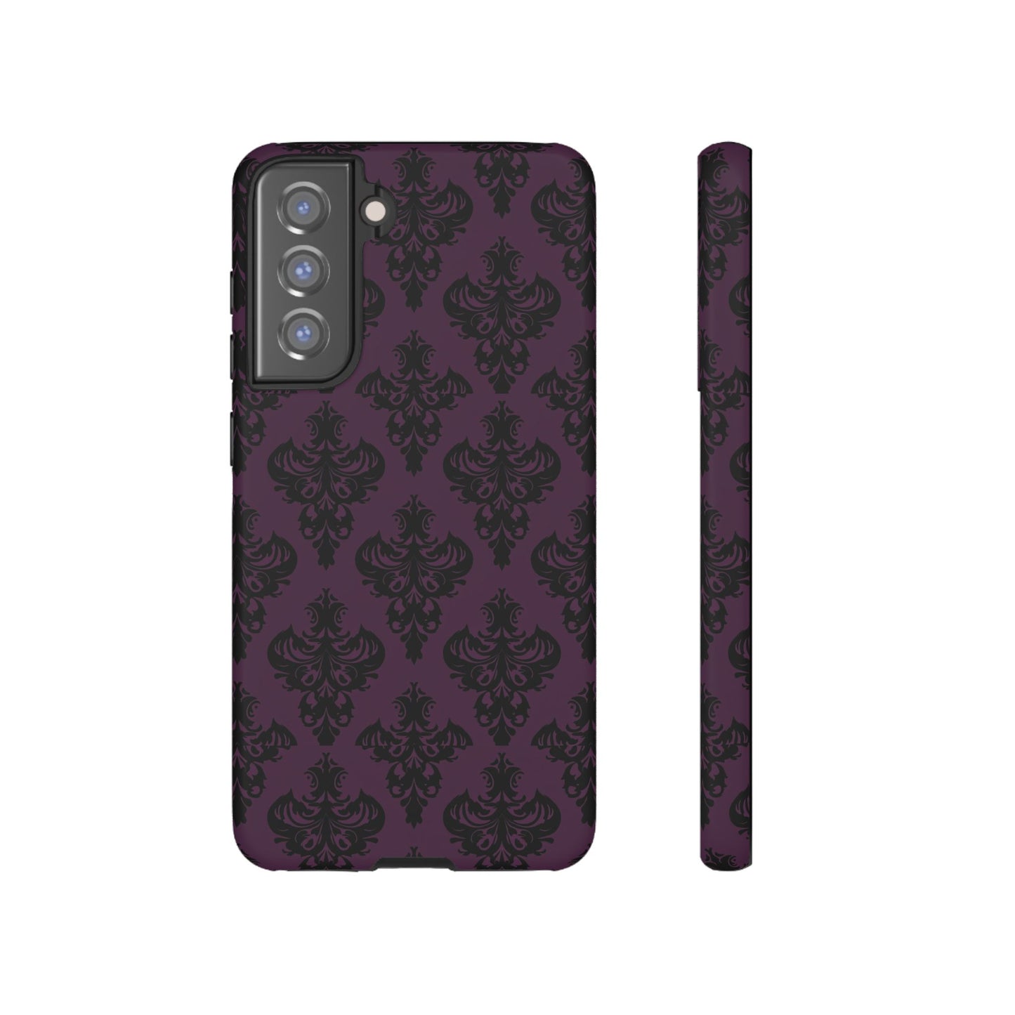 Purple and Black Victorian Damask Pattern Tough Cases