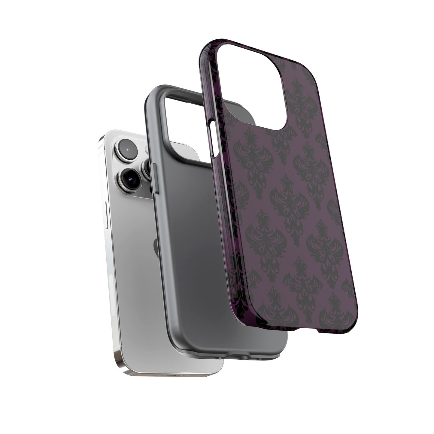 Purple and Black Victorian Damask Pattern Tough Cases