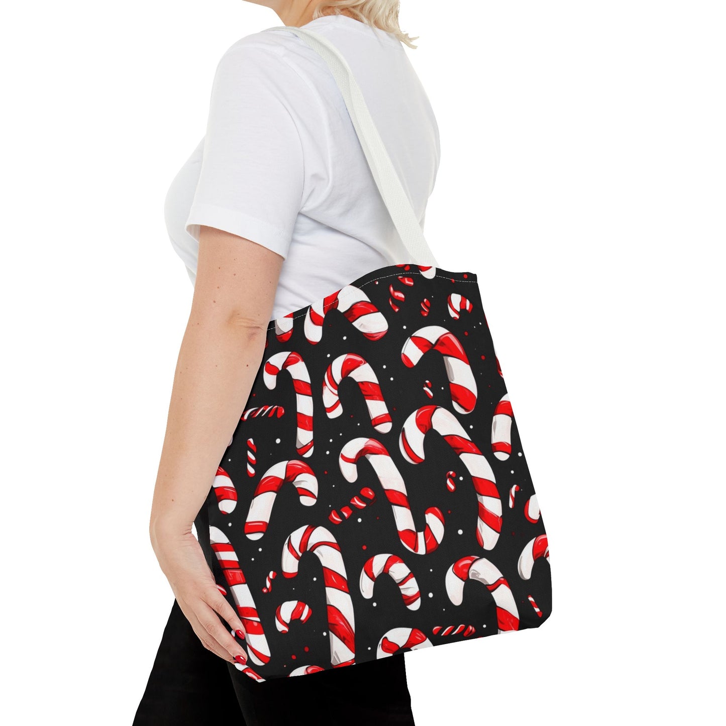 Cartoon Candy Canes Tote Bag (AOP)