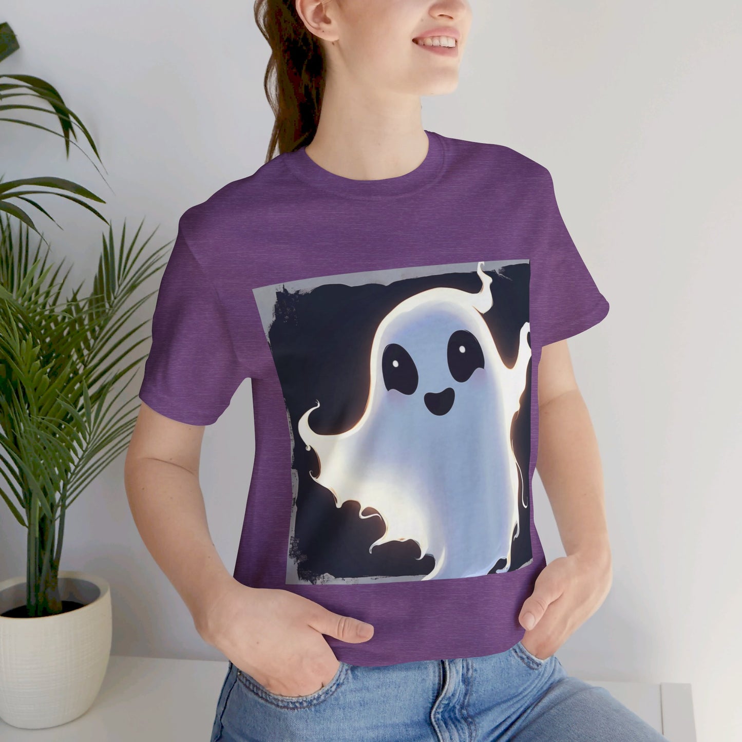 Cute Happy Ghost Unisex Jersey Short Sleeve Tee