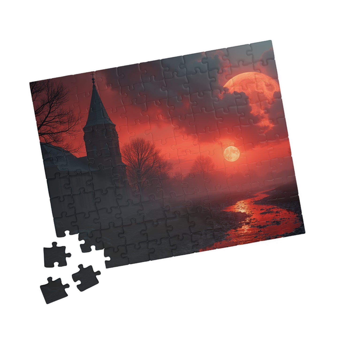 Red Moon Landscape Puzzle (110, 252, 520, 1014-piece)