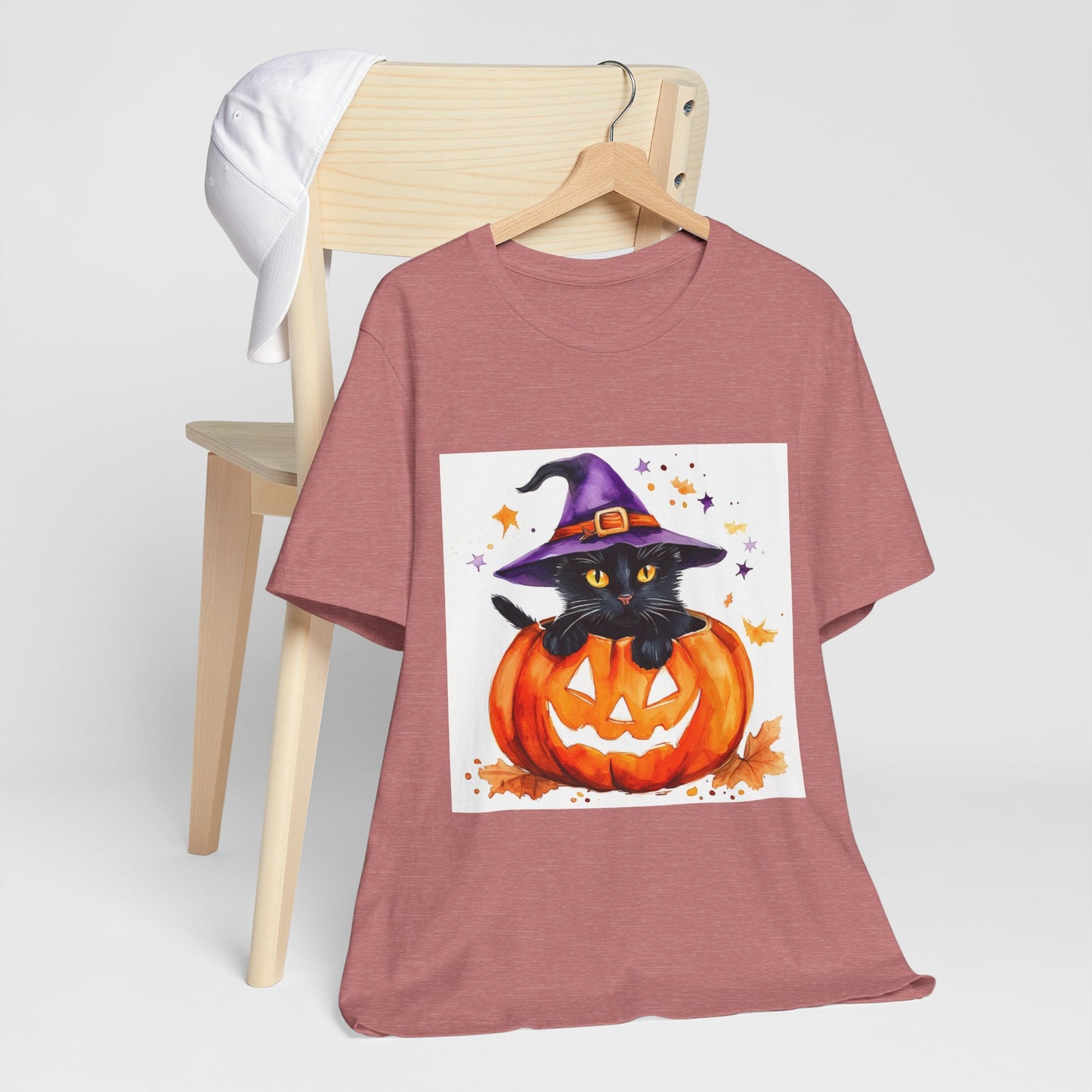 Cute Halloween Cat Jack o Lantern Unisex Jersey Short Sleeve Tee