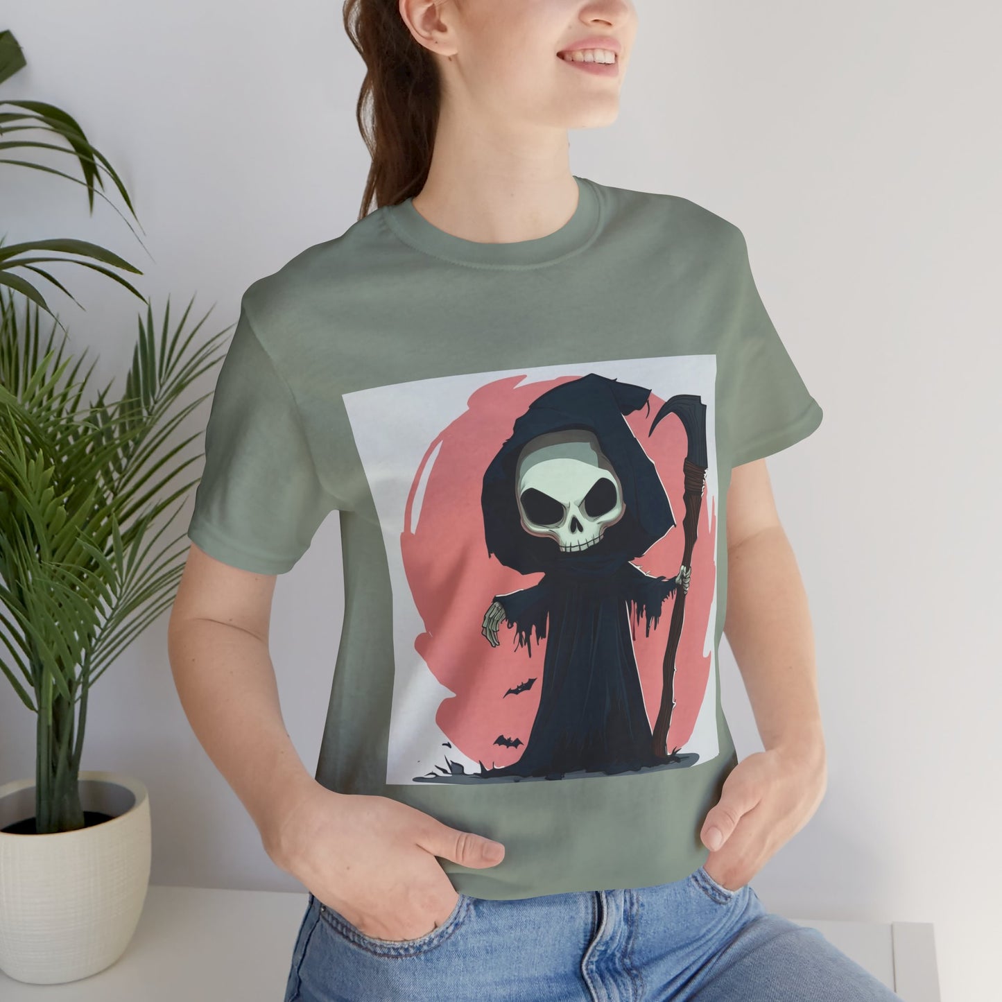 Cute Pink Grim Reaper Unisex Jersey Short Sleeve Tee