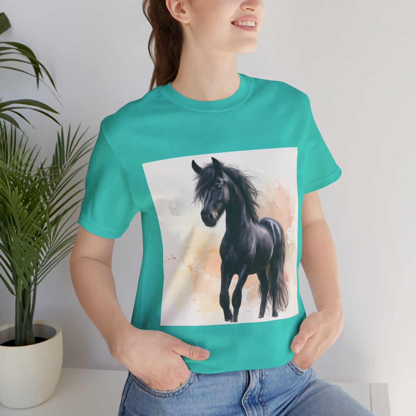 Playful Black Horse Unisex Jersey Short Sleeve Tee