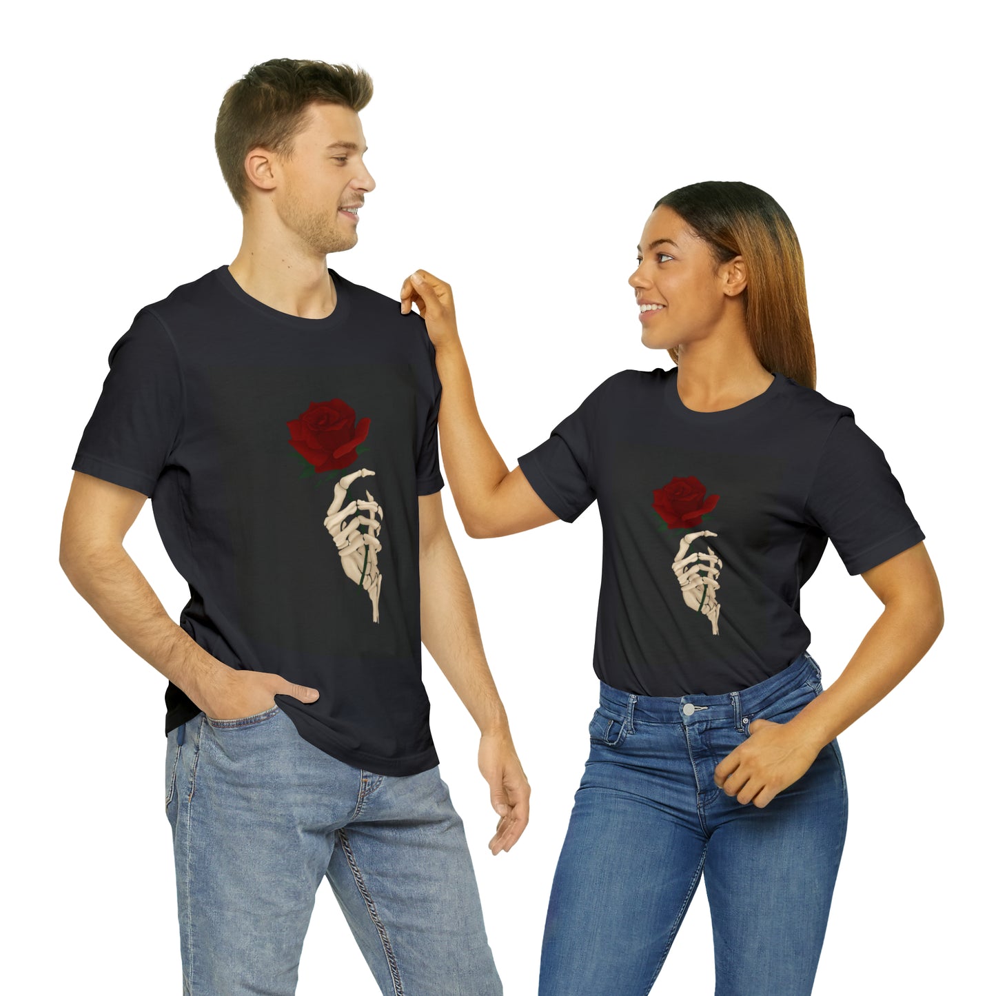 Rose with Skeleton Unisex Jersey Short Sleeve Tee