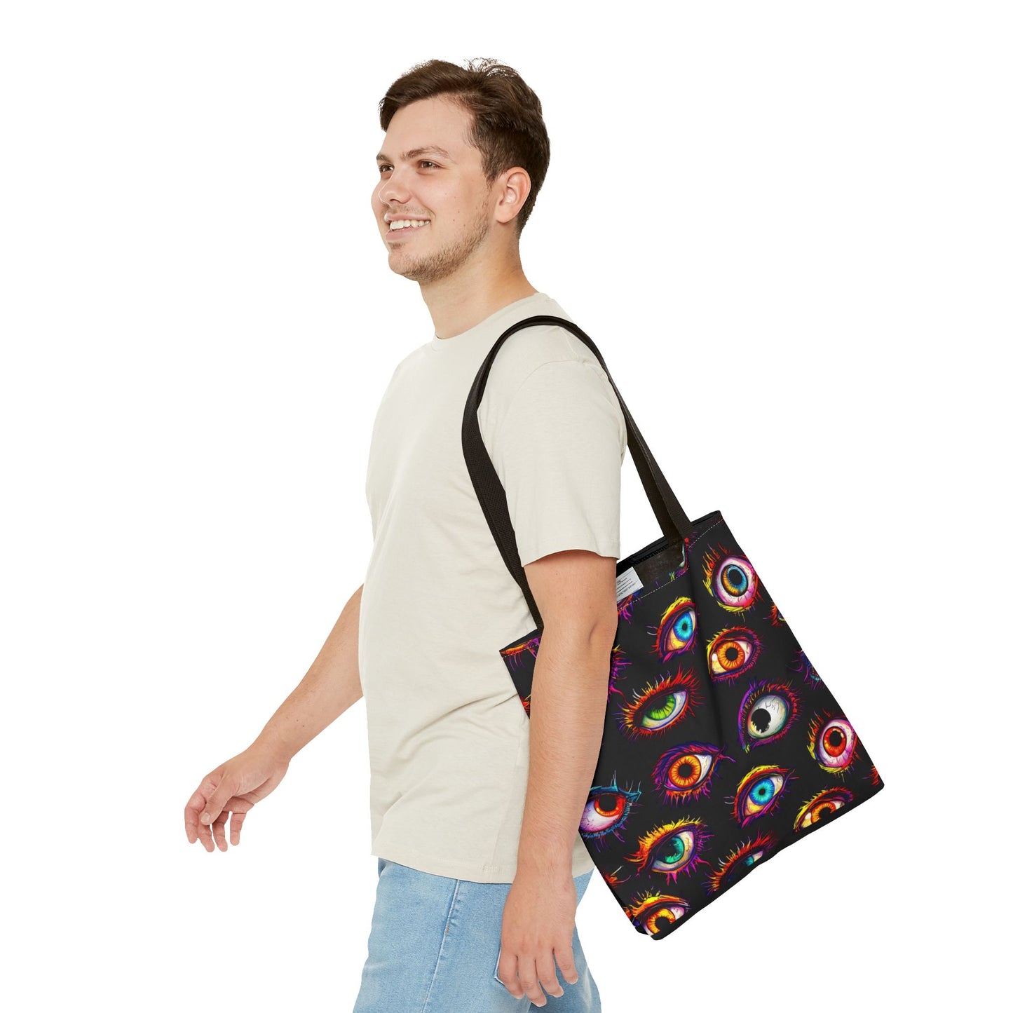 Colorful Spooky Eye Pattern Tote Bag (AOP)