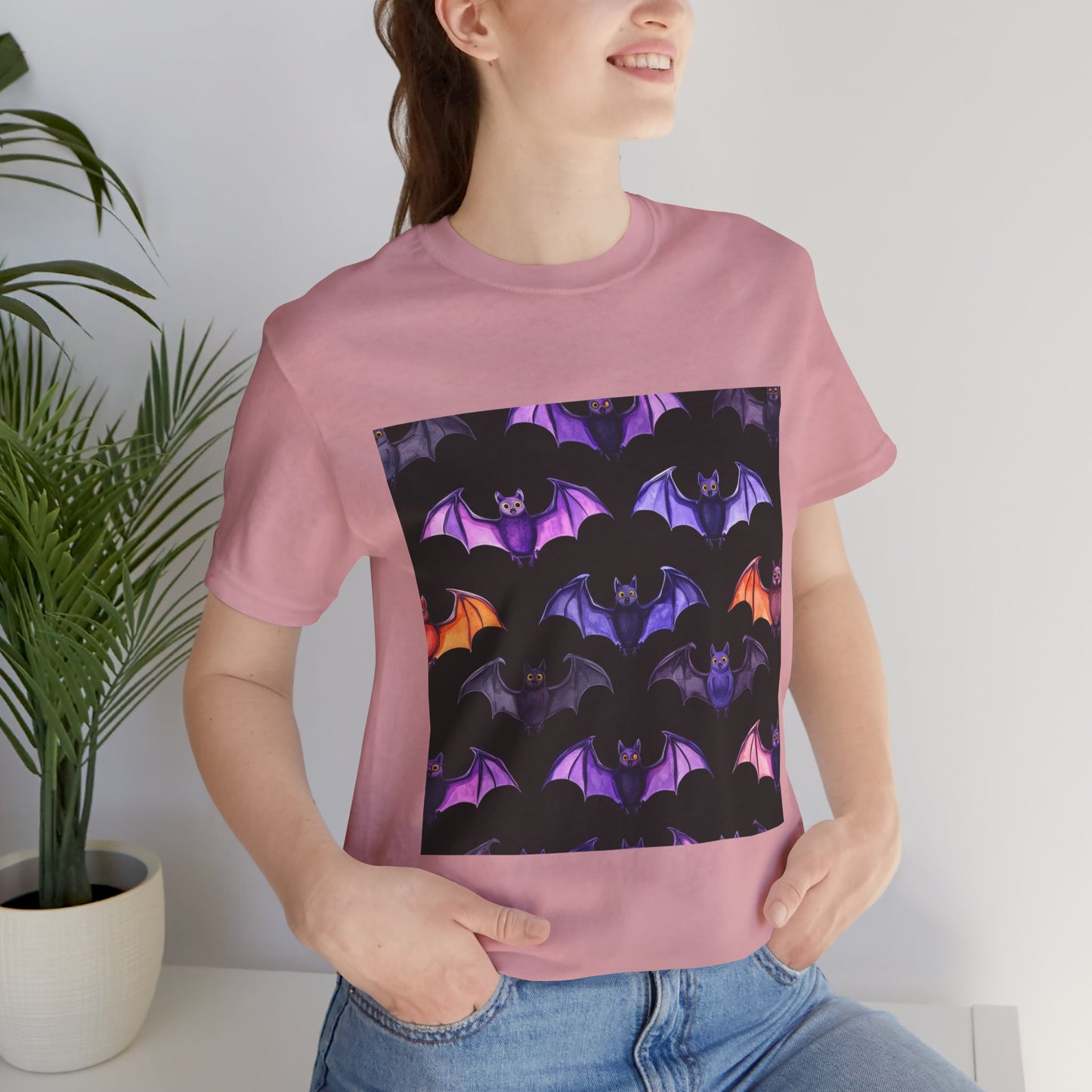 Cute Bat Pattern Unisex Jersey Short Sleeve Tee