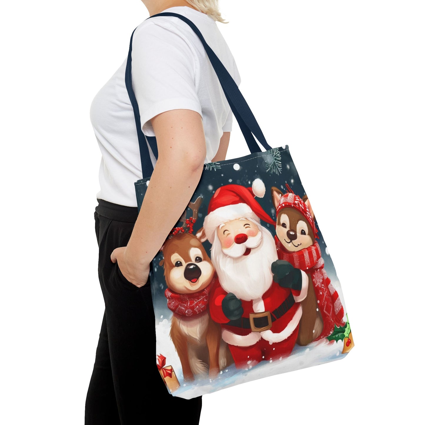 Cute Santa and Reindeer Tote Bag (AOP)