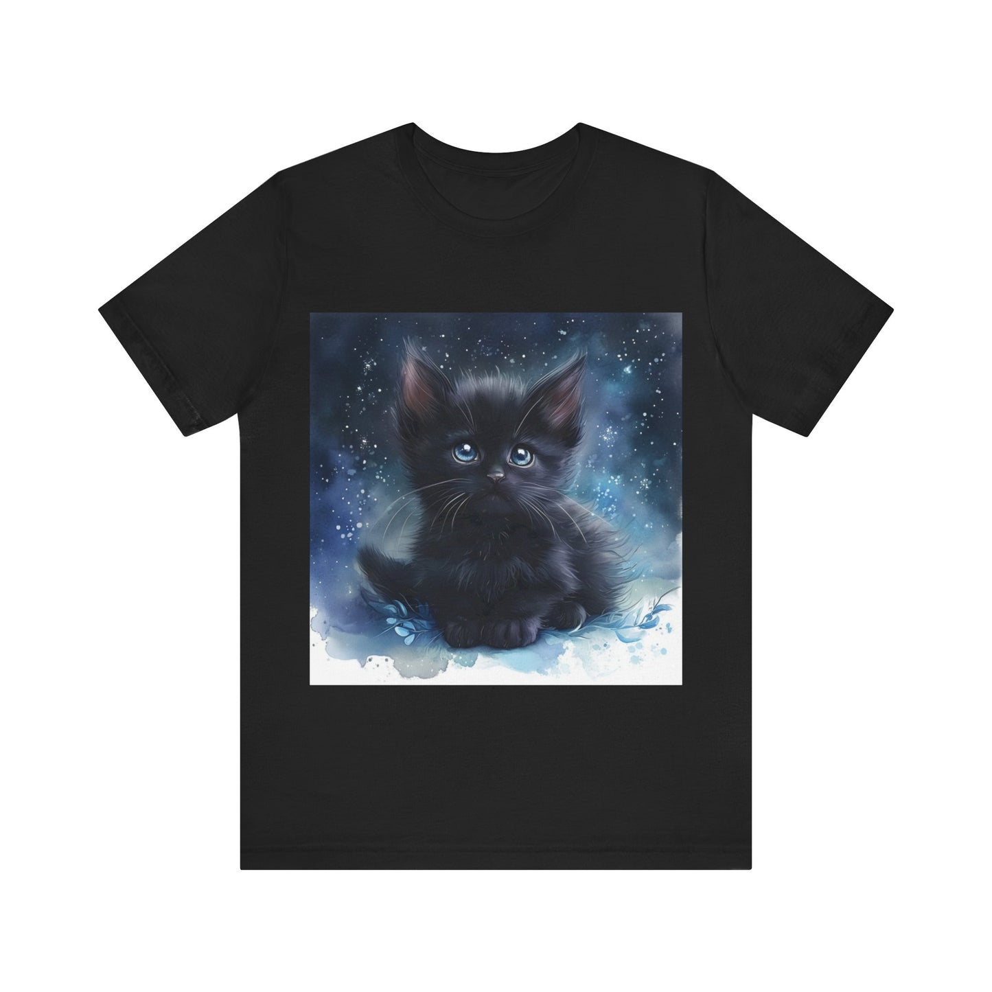 Starry Sky Black Kitten Unisex Jersey Short Sleeve Tee