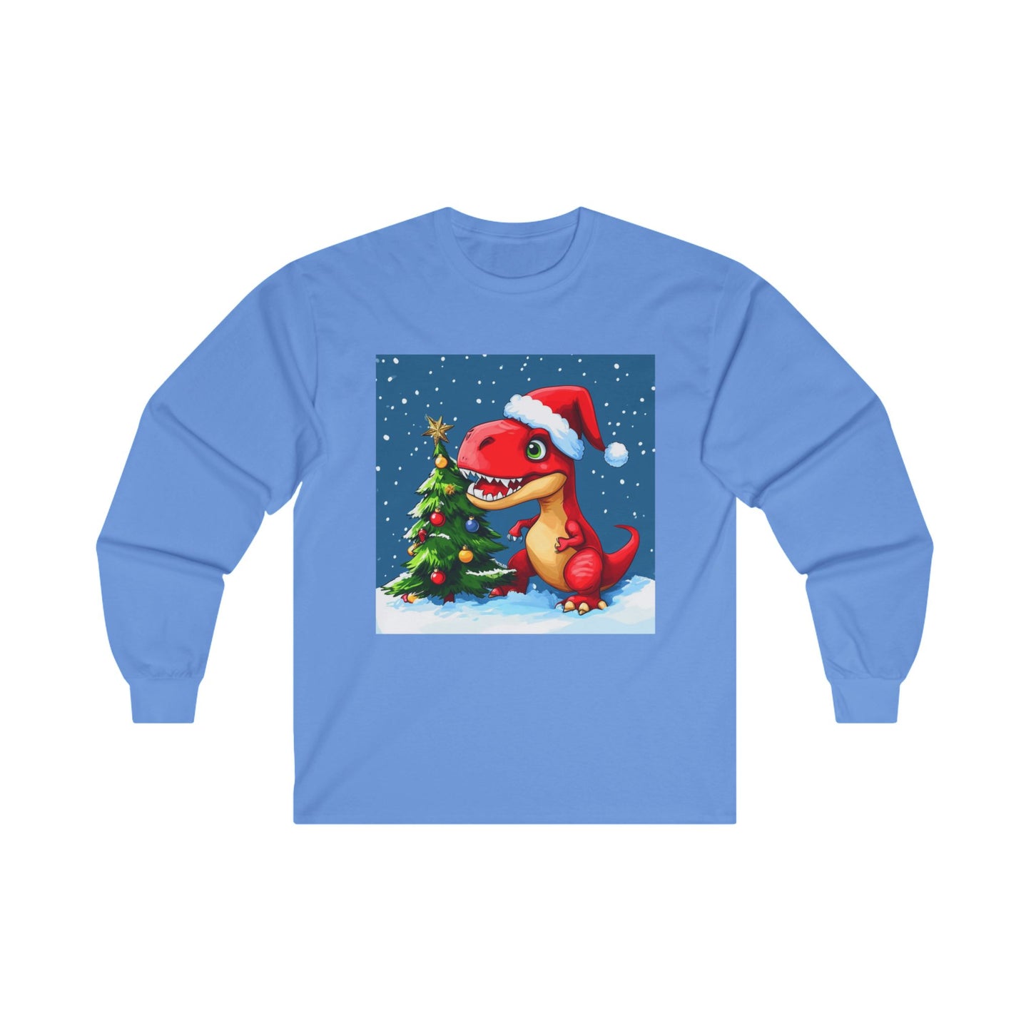 Red T-Rex Christmas Unisex Ultra Cotton Long Sleeve Tee