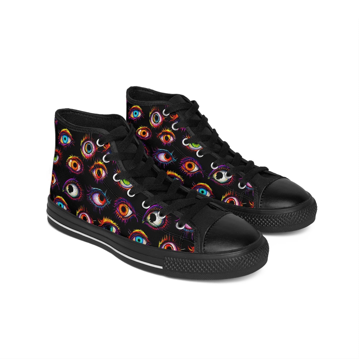 Colorful Spooky Eye Pattern Women's Classic Sneakers