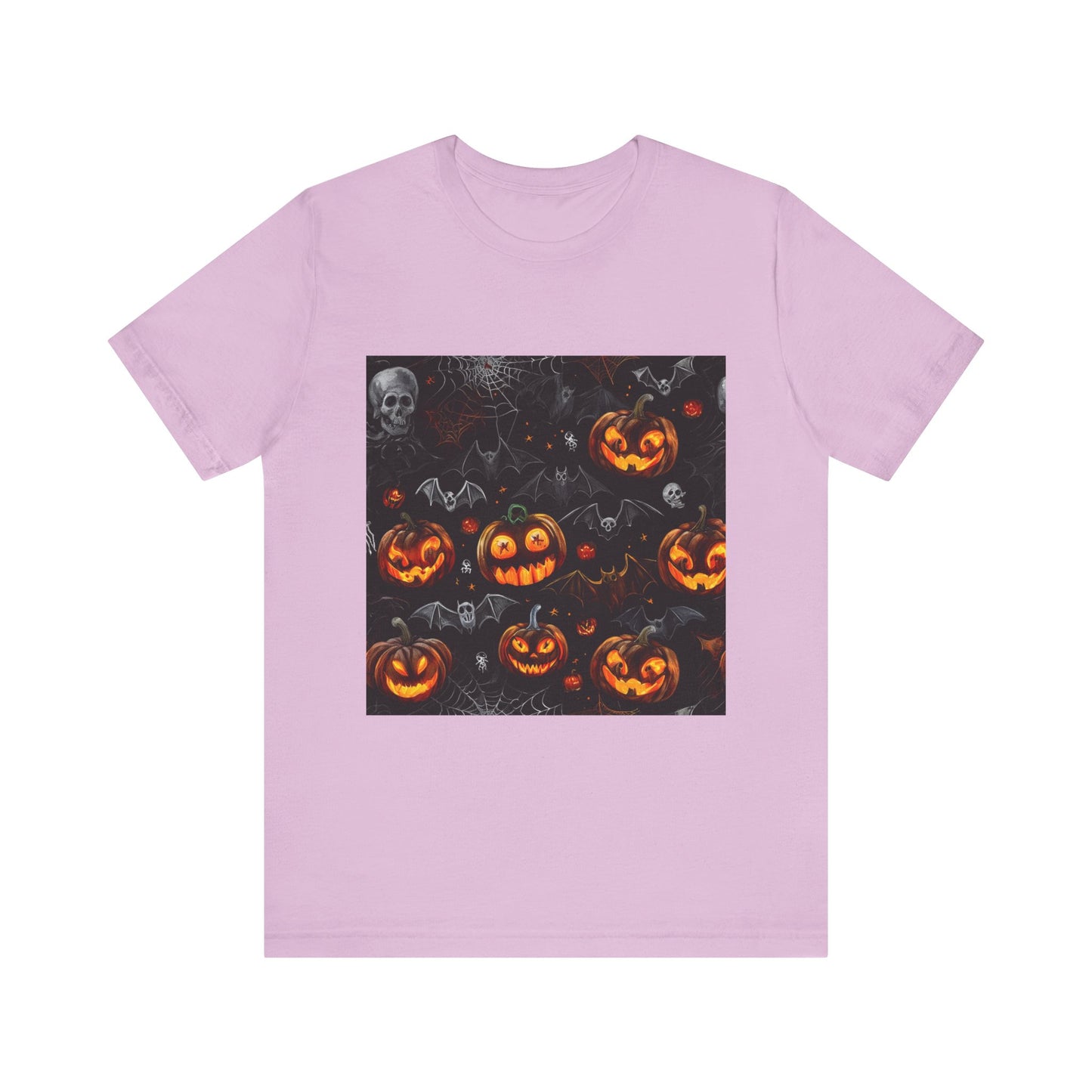 Spooky Pumpkin and Bats Pattern Unisex Jersey Short Sleeve Tee