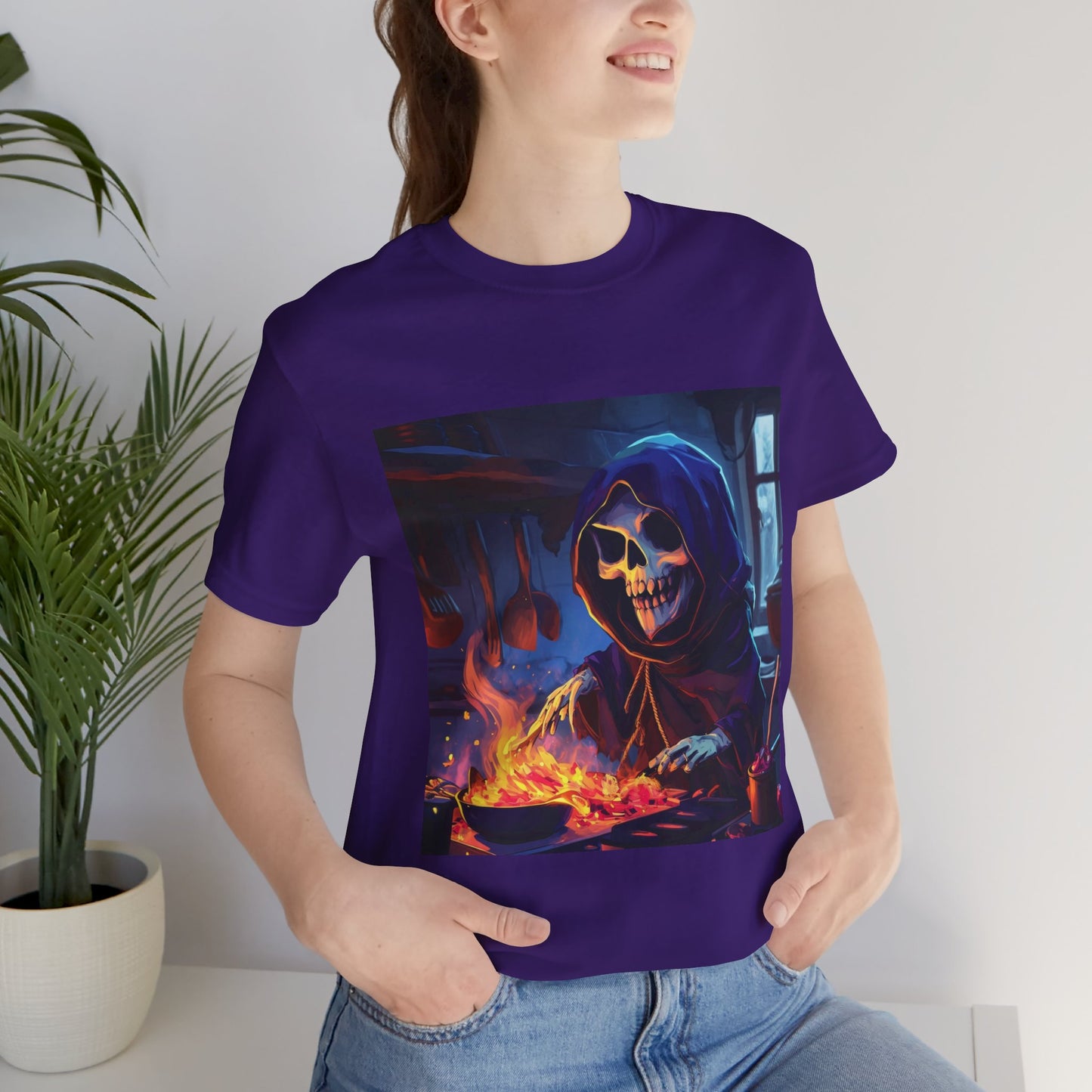 Grim Reaper Cooking Unisex Jersey Short Sleeve Tee