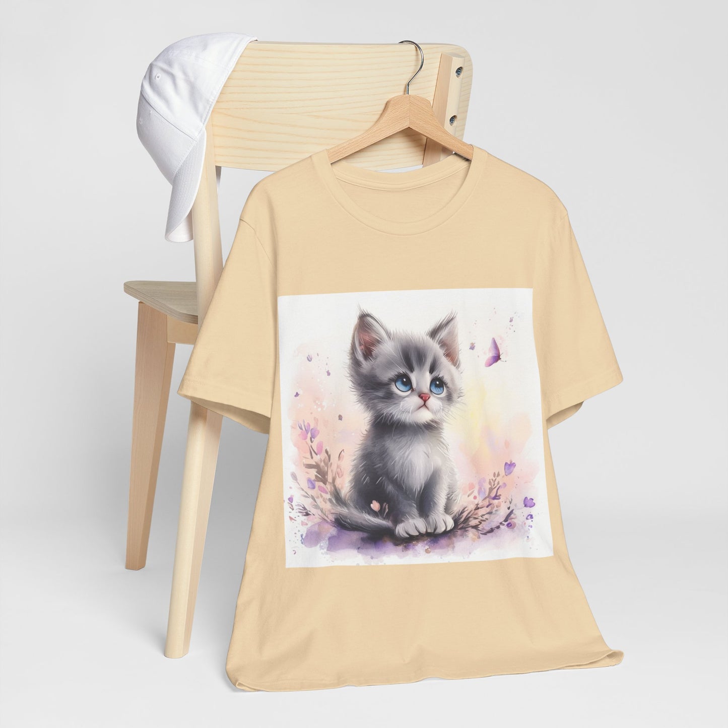 Butterfly Gray Kitten Unisex Jersey Short Sleeve Tee