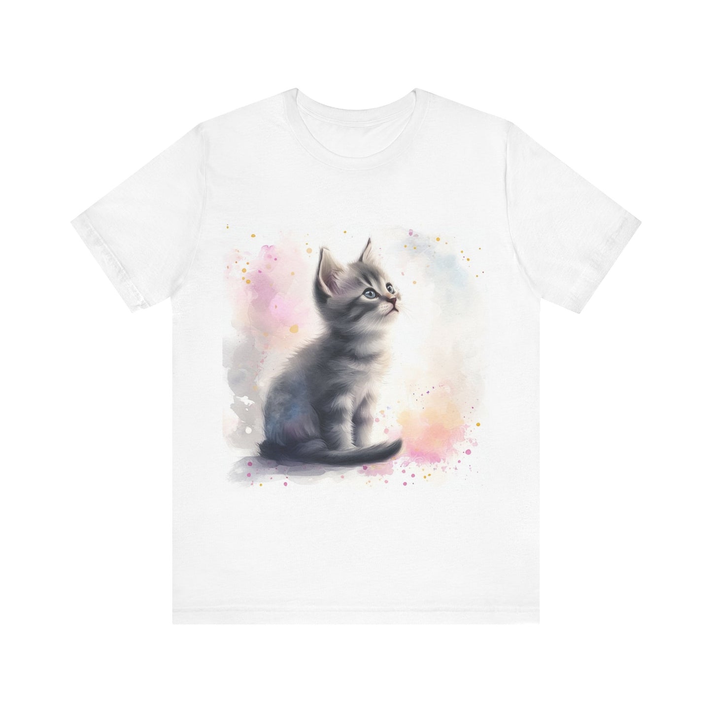 Watercolor Gray Kitten Unisex Jersey Short Sleeve Tee