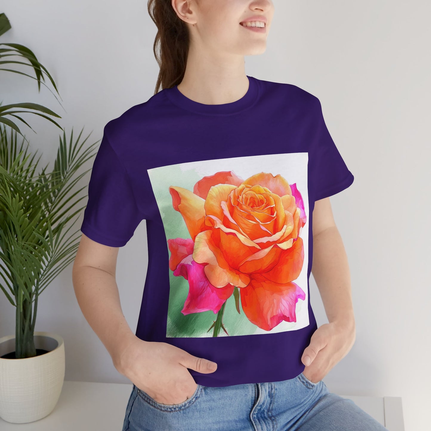 Radiant Rose Art Unisex Jersey Tee - Vibrant Rose Design