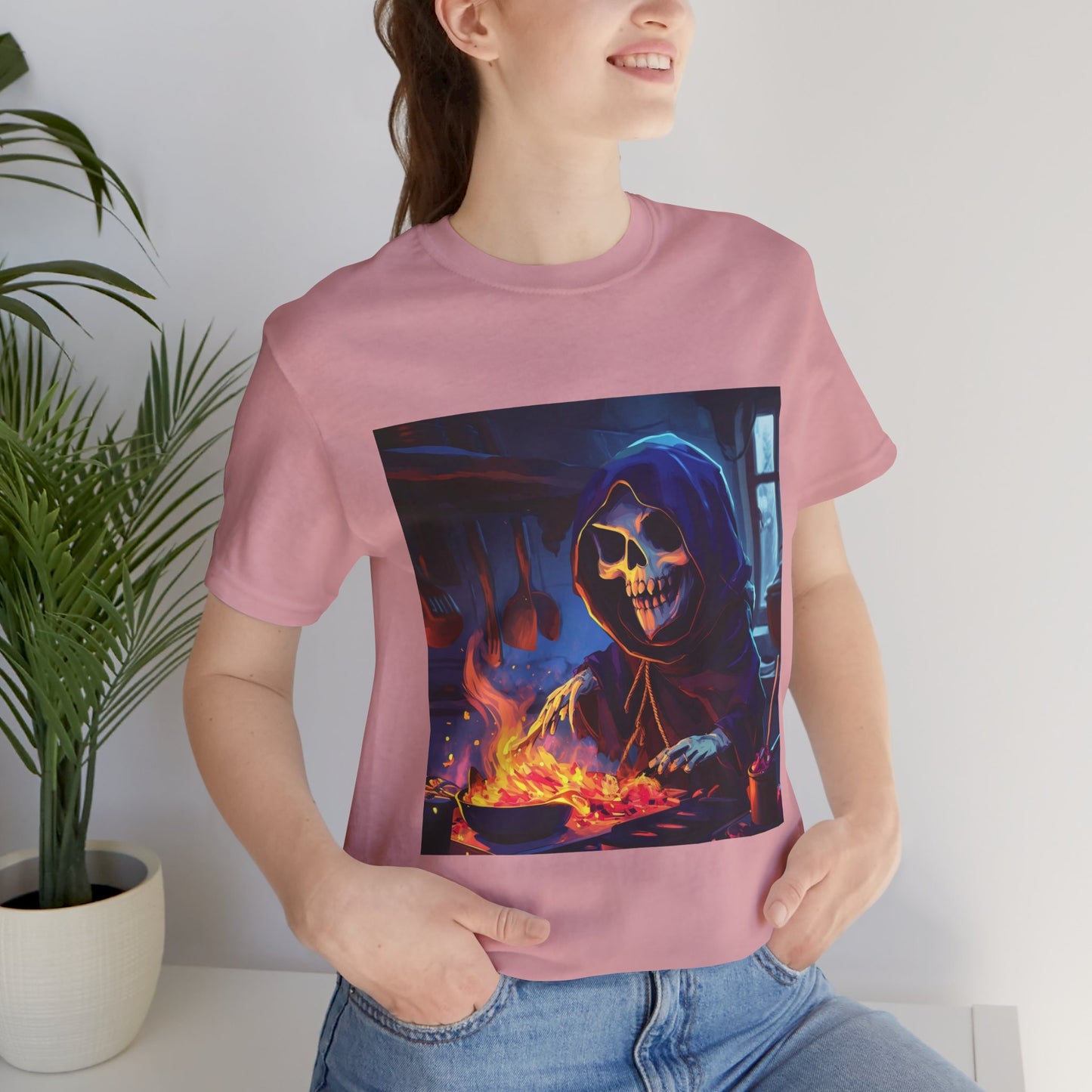 Grim Reaper Cooking Unisex Jersey Short Sleeve Tee