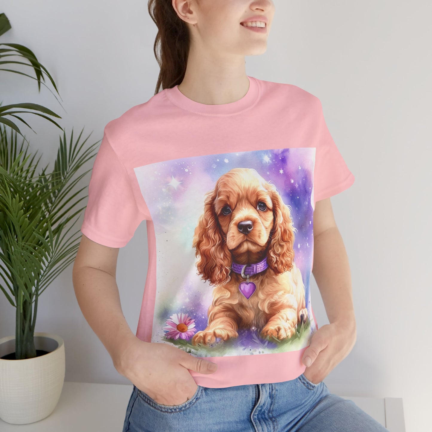 Cute Cocker Spaniel Unisex Jersey Short Sleeve Tee