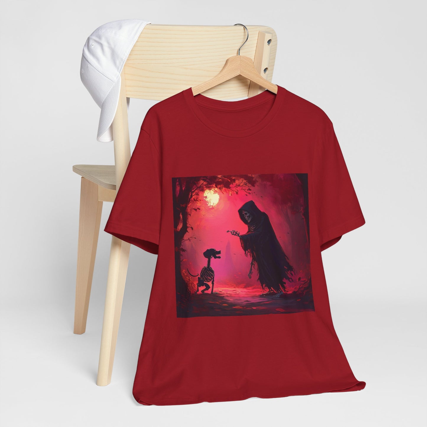 Grim Reaper Walking his DogUnisex Jersey Short Sleeve Tee